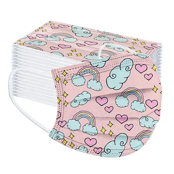 

50pcs For Kids Child Rainbow Print Disposable Face Mask 3 Ply Cute Designer Print Masks For Kids Mascaras Desechable Masks