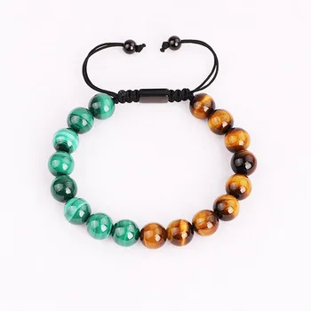 Men Bracelet Natural Stone Tiger Eye Beads Braided Macrame Bracelet Men Jewelry Bracelet Gift