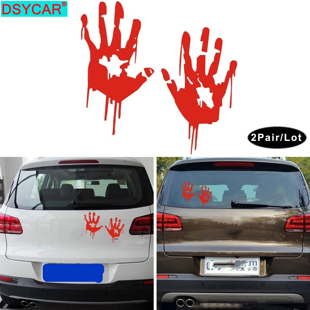 DSYCAR 2 пара/лот зомби кровавые руки печать забавная виниловая наклейка на машину