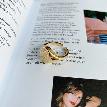 

SUNIANGON Sunflower Open Ring Real 925 Sterling Silver Women Gold Ring Adjustable Fashion Women Ring 925 Gift Celebrity Party