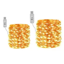 12/22m 100/200LED USB Медный провод свет шнура для дома Свадебные декоративные лампы