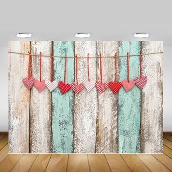 

Valentine's Day Photography Backdrop for Photo Studio Colorful Rainbow Wooden Floor Background Photocall Wedding Love Heart