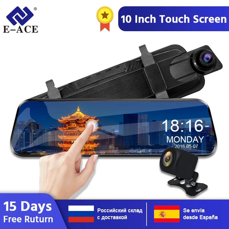  E-ACE Car Dvr Camera 10 Inch Streaming RearView Mirror Dash Cam FHD 1080P Auto Registrar Video Reco