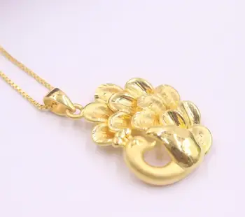 

New Pure 24K Yellow Gold Three-dimensional Pendan 32x21mm Peacock 3.61g NO Necklace