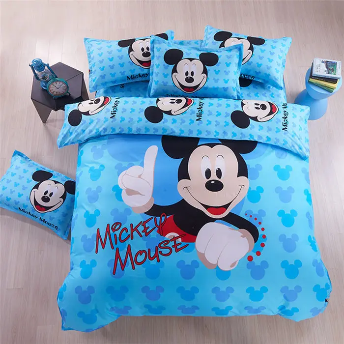 Disney Микки Маус постельное белье набор пододеяльник наволочка Минни Микки мультфильм Постельный набор для детской кровати домашний текстиль - Цвет: 1