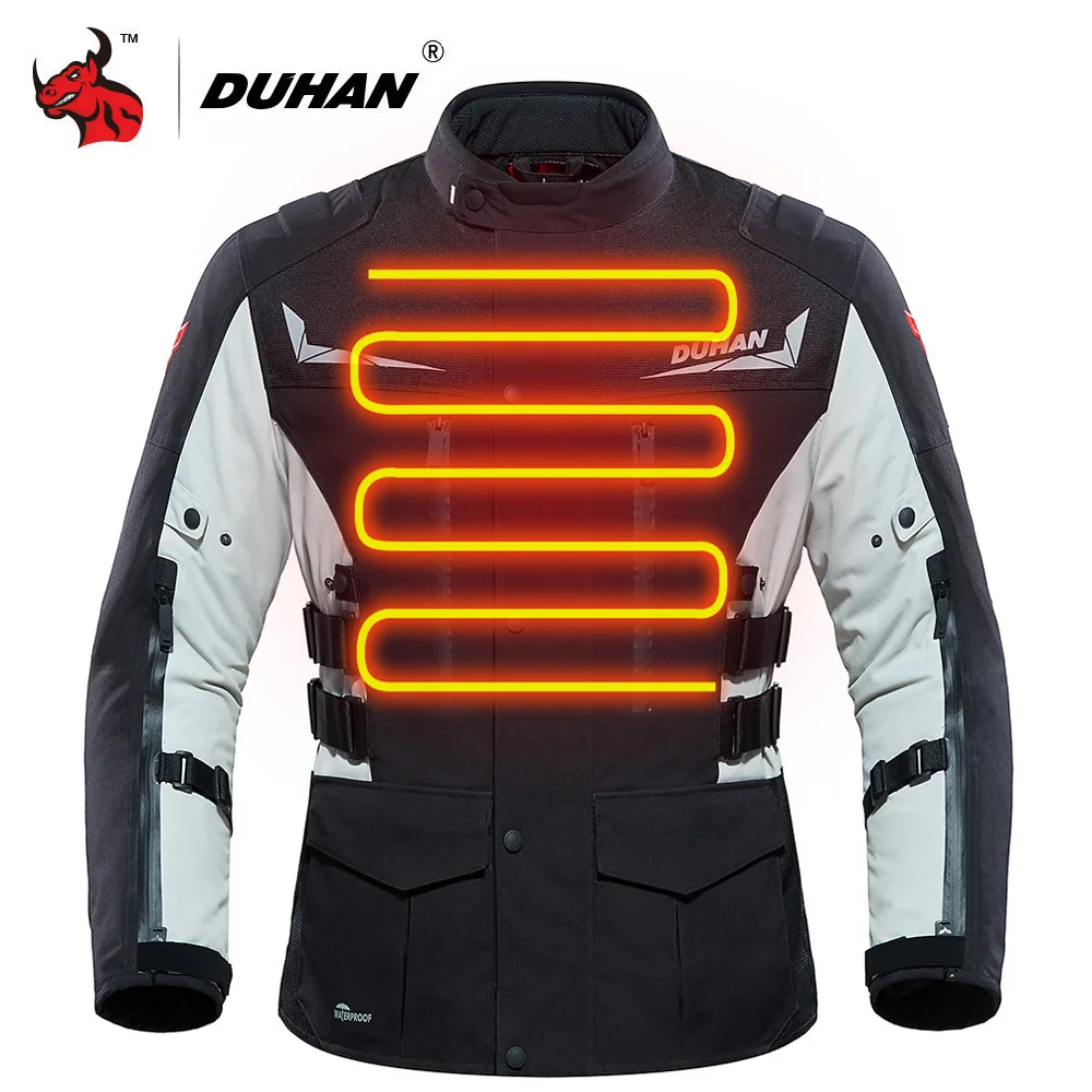DUHAN Winter Heating Jackets Men Motorcycle Jacket USB Electric Thermal Clothing Waterproof Куртка С Подогревом Chaqueta Moto