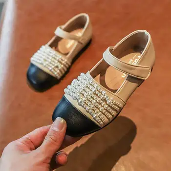 

Girls Princess Shoes 2020 Spring New Children's Pearl Square Small Leather Single Shoes Student Kids Performance Shoes B983