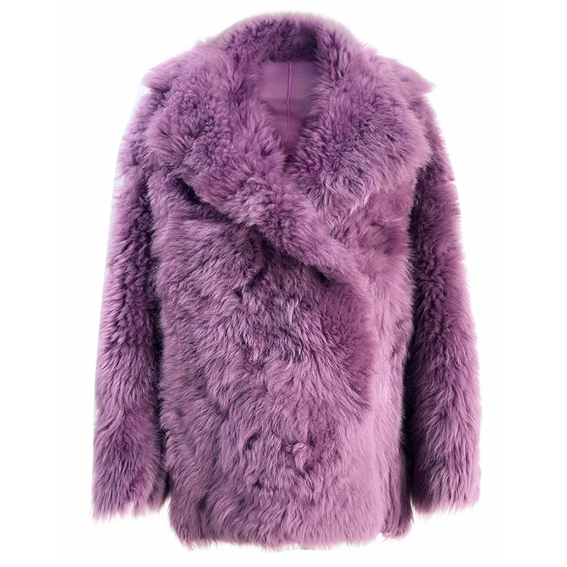 Tuscana овчина женская куртка из натурального овечьего меха с длинным рукавом из натуральной овчины rf0305 - Цвет: Фиолетовый