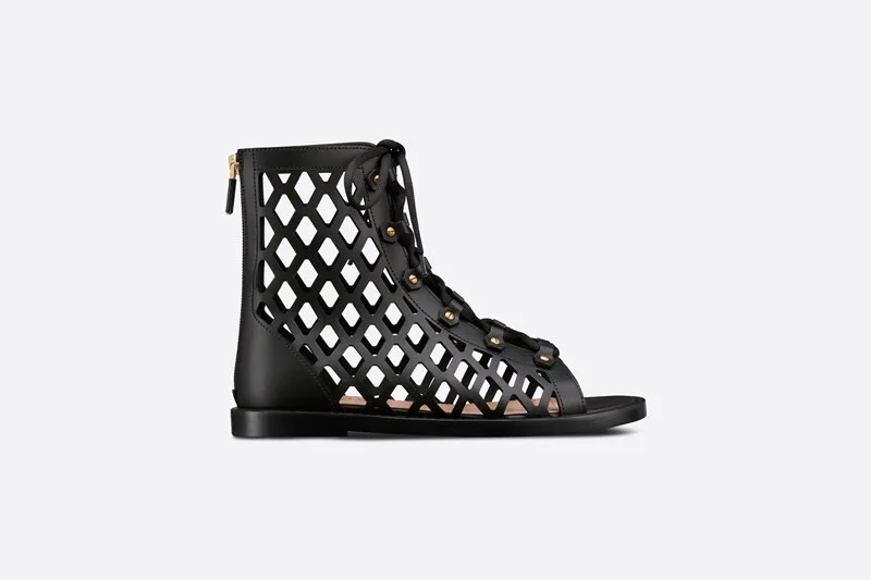 

Summer Woman ROME Ankle Shoes 2022 Fashion Genuine Leather Hollow Flats Sandals Female Dress Lace up Cover Heel PeepToe Sandals