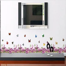 Amazon Лидер продаж Baseboard талия фиолетовый забор бабочка гостиная для спальни лестницы съемные наклейки на стену AM810