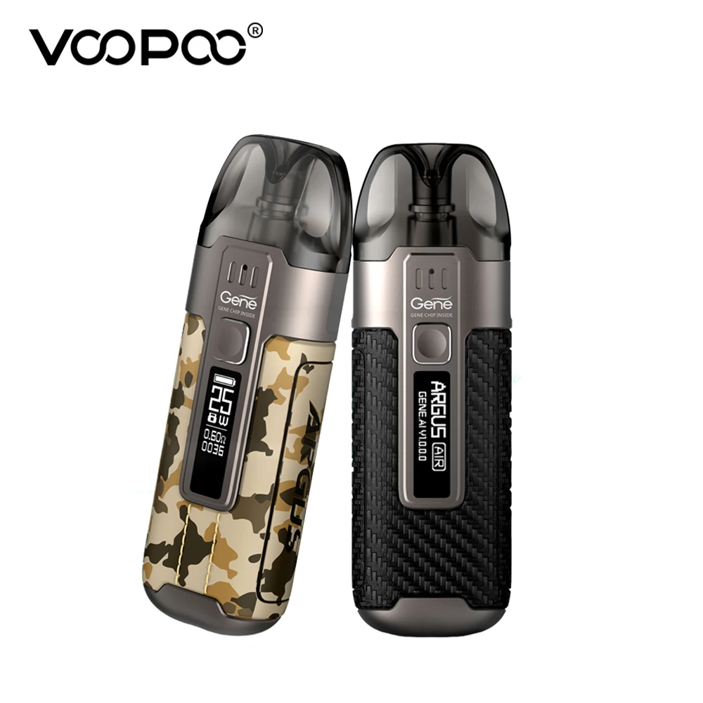 Kit de dosette d'air VOOPOO Argus d'origine 25W 900mAh batterie 3.8ml cartouche gène. Puce AI système de dosette E-Cigarette type-c Charge 0.54 OLED