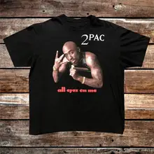 Vintage 2Pac All Eyez On Me Death Row registros negro camiseta tamaño regalo impresión camiseta Hip Hop camiseta más grande tamaño sbz8486