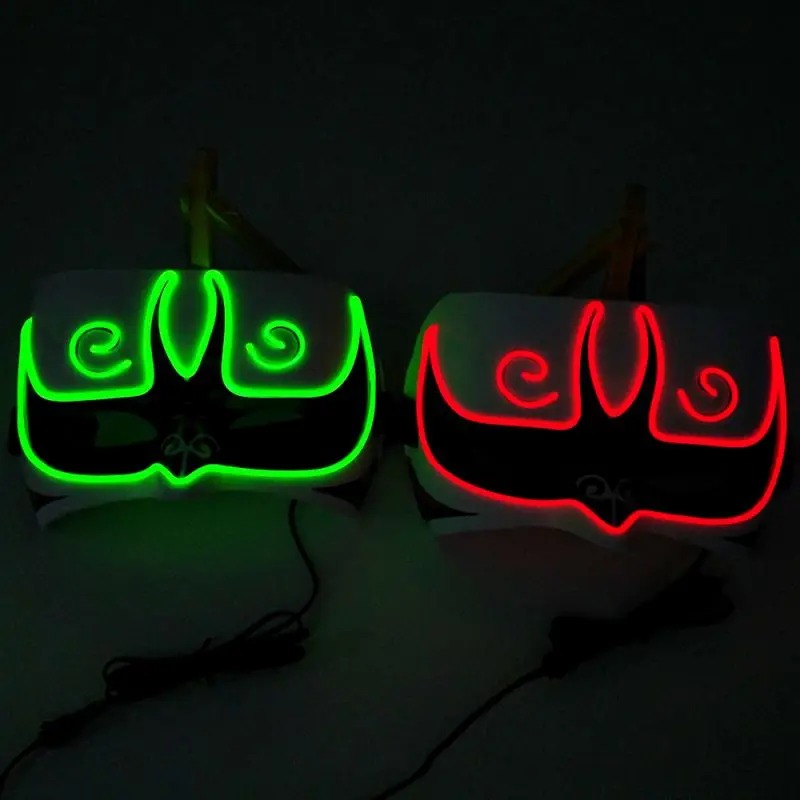 

Halloween Glowing Mask EL Wire Light Up Mask Upper Face Covered Battery Powered Glowing Cosplay Costume Party MaskCMMA