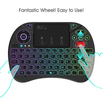 Original Rii X8 2.4GHz English Mini Wireless Keyboard with Touchpad, changeable color LED Backlit, Li-ion Battery for TV Box PC original rii i12 2 4g wireless mini english russian keyboard with multi function touchpad for pc laptop android tv box