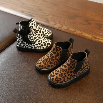 

Autumn Children Casual Leopard Print Boots Baby Boys Girls Casual Shoes Anti-slip Walking Shoes r