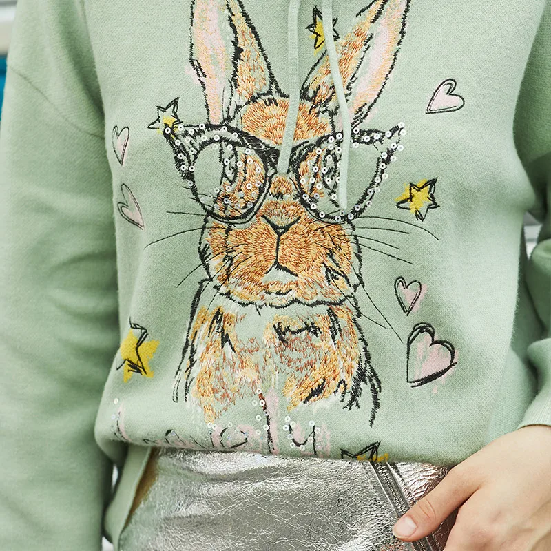 Vero Moda зимний свитер с капюшоном и животным узором на шнуровке | 319413548