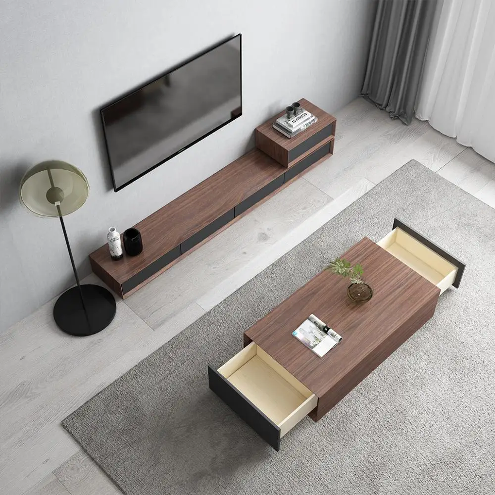 tea table wooden design Living Room TV monitor stand mueble marble leather oval edge cabinet +tv stand table+Coffee centro Table