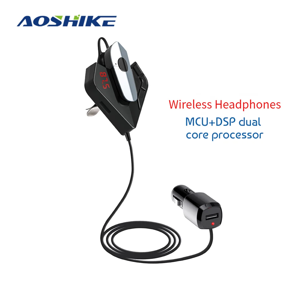 AOSHIKE Bluetooth Earphone Car FM Transmitter Wireless Radio Adapter USB Charger Handsfree Kit MP3 Player with BT |