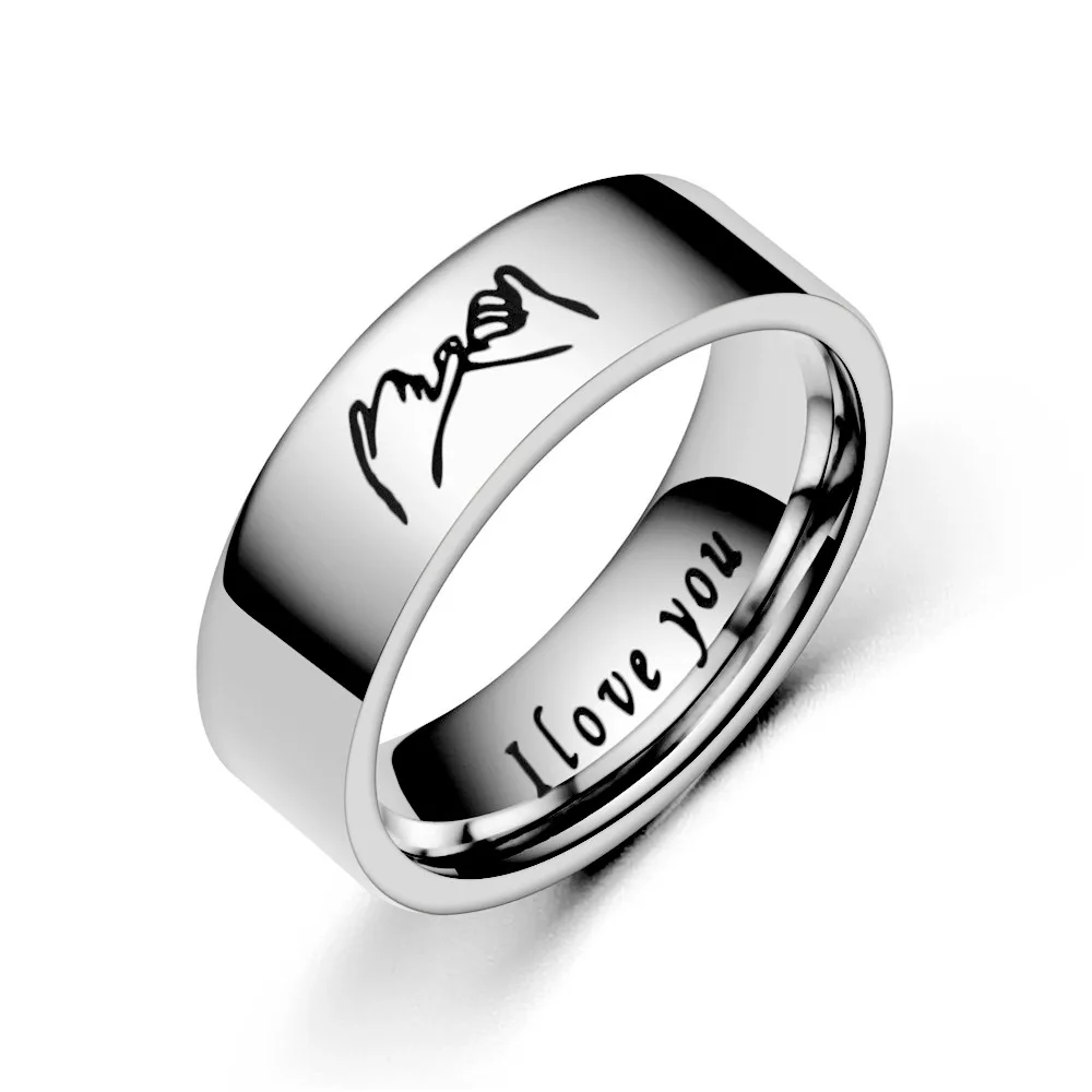 AsJerlya Letter I Love You Stainless Steel Ring Silver Color Romantic Design Heart Wedding Couple Valentine Day Anniversary Gift 5
