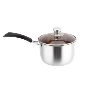 

Stainless Steel Stockpot with Lid Single Long Handle Cooking Pot Thick Kitchen Soup Pot for Home (14cm)