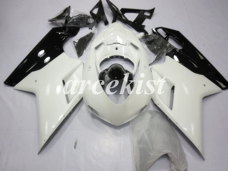 ABS полный обтекатель комплект подходит для DUCATI 848 evo 1098 1198 1098S 2007 2008 2009 2010 2011 2012 набор черный - Цвет: white