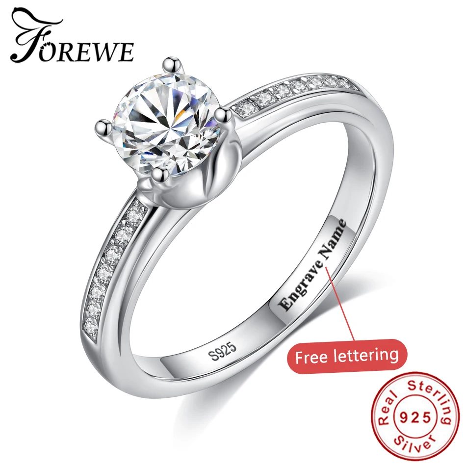 

Forewe Zirconia Round Crystal 925 Sterling Silver Ring Female Original Ring Vintage Bridal Wedding Rings for Women