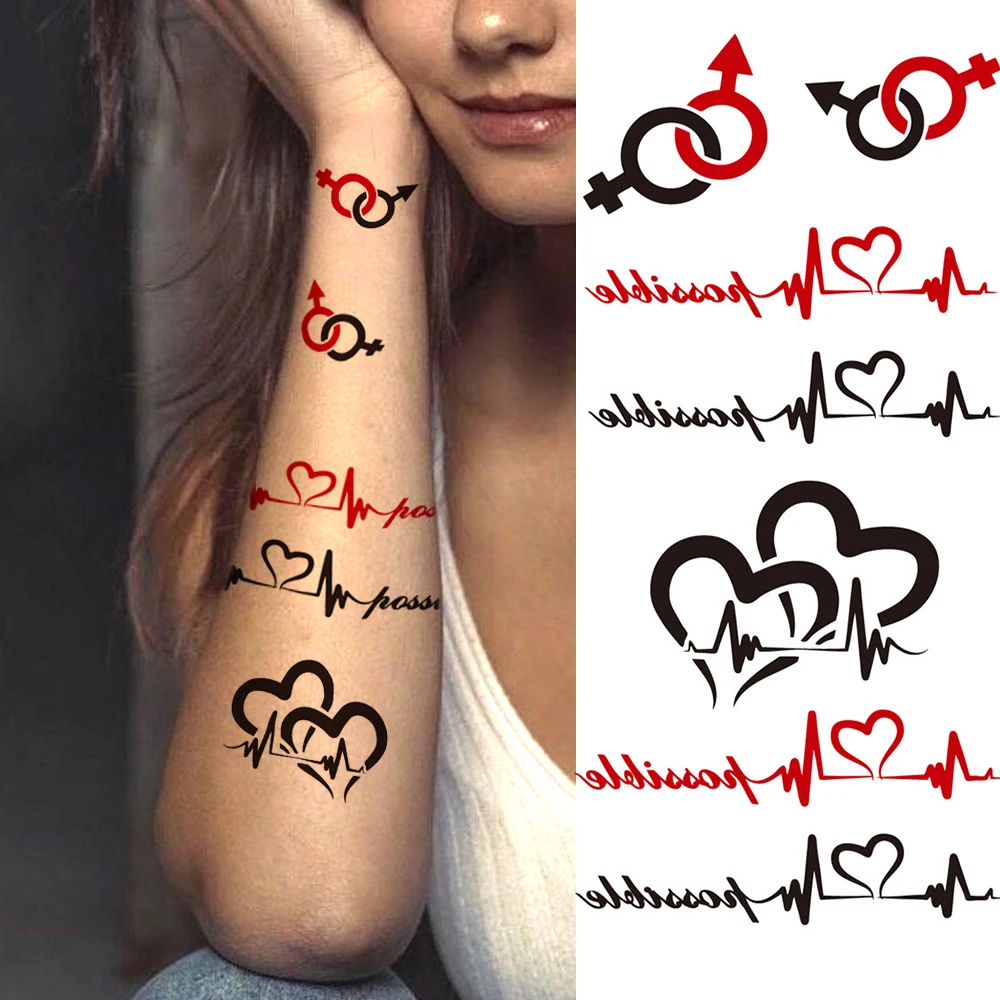 Tatouage Battement De Coeur Avec Lettre Petits Tatouages Temporaires De Caractère Heartbeat Pour Filles, Garçons,  Couple, Texte Unique, Autocollants Imperméables, Faux Tatouages D'art  Corporel - Tatouages Éphémères - AliExpress
