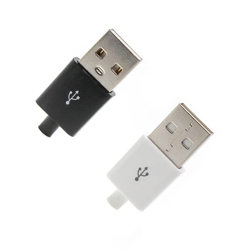 

10 pieces/batch 2.0 Type A USB male 4Pin square USB connector black and white plastic shell jack tail socket plug terminal DIY