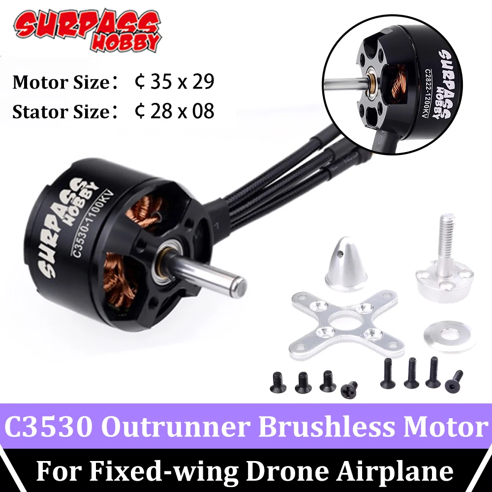 Surpass Hobby 2pcs C3530 Brushless Motor 1100KV 1400KV 1700KV 30A ESC for RC Model Fixed Wing Drone Airplane Aircraft Helicopter | Игрушки и