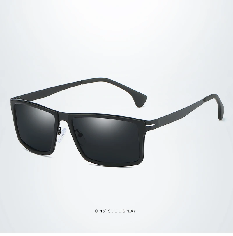 glasses панк sunglasses прямоугольные мужские солнцезащитные очки, поляризованные, синие оттенки, мужские, s металлическая оправа, солнцезащитные очки, фирменный дизайн, Ретро стиль, для вождения, рыбалки, gafas - Цвет линз: black black