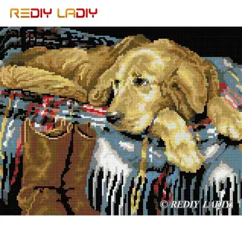 

High Quality Diamond Painting Sleeping Dogs Full Round Diamond Embroidery Beaded Cross Stitch Pixel Mosaic Pattern Home Decor