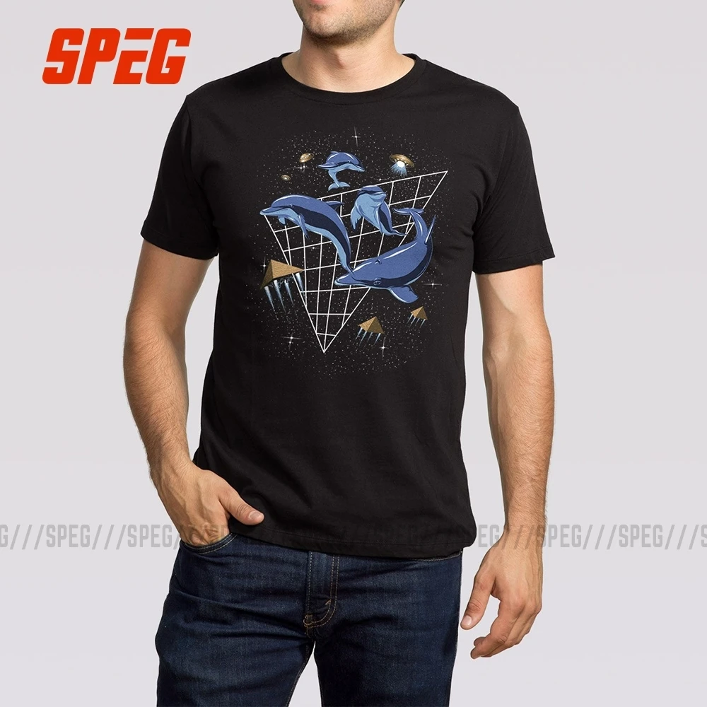 Хлопковая рубашка для мужчин с дельфинами в космосе подростковые футболки