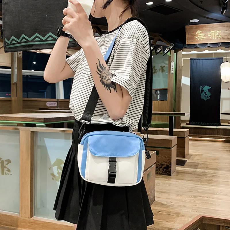 

New Women Canvas Handbags Korean Mini Student Bag Cell Phone Bags Simple Small Crossbody Bags Casual Ladies Flap Shoulder Bag