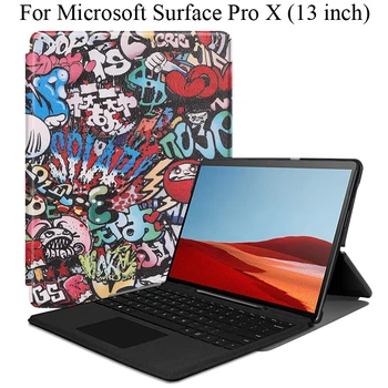 

Cute case for Microsoft Surface Pro X cover ProX 13 inch PU leather + Hard Plastic material stand surface keyboard holder