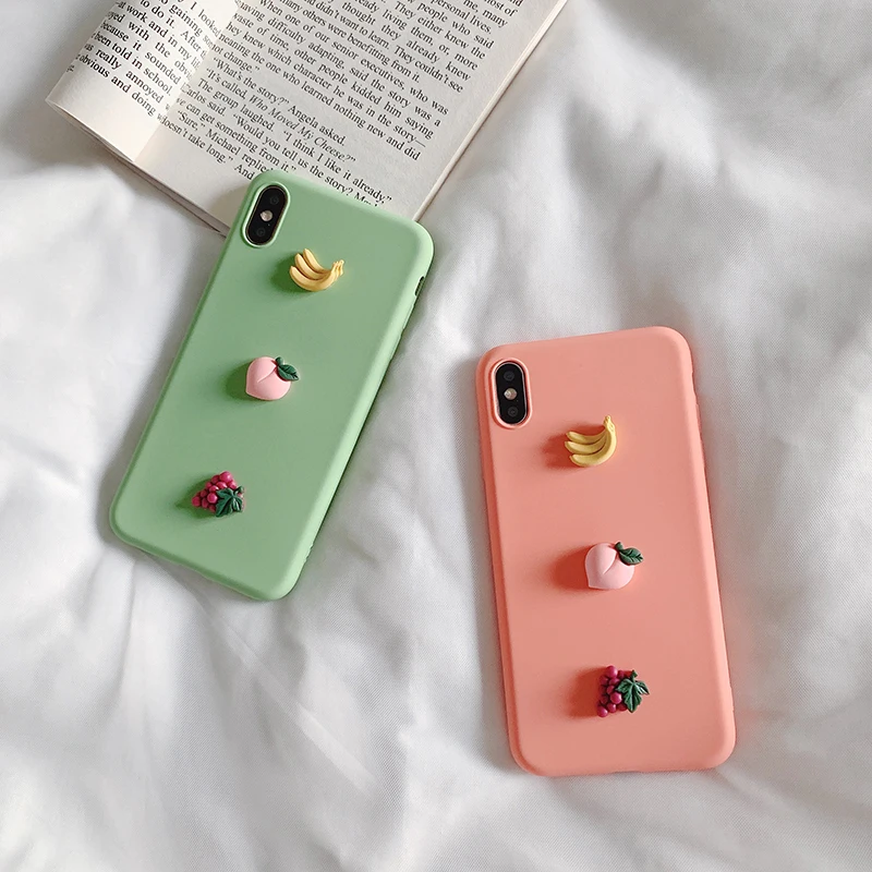 

Cute 3D Fruit Banana Peach Macaron Soft Tpu Phone Case for Iphone XR X XS MAX 7 8 6s 6 Plus for Samsung S8 S9 S10 Plus A50 Cover