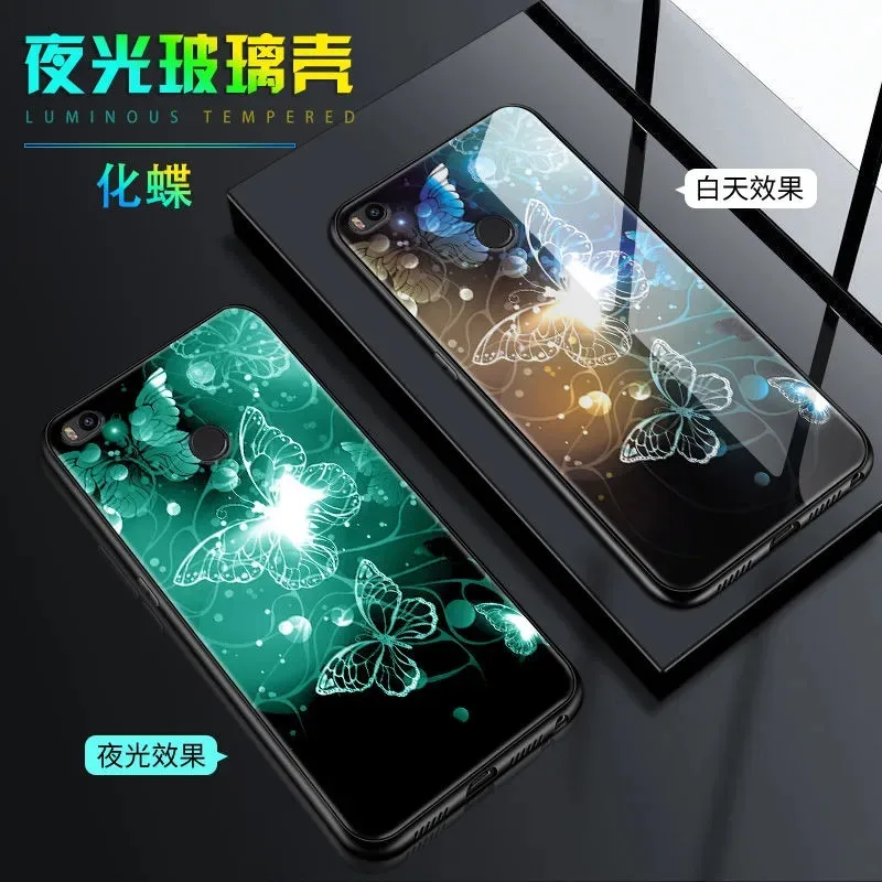 Светящийся чехол из закаленного стекла для Xiaomi Mi Max задняя крышка 2 3 светящийся в