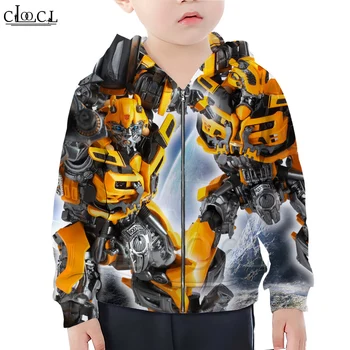 

CLOOCL Anime Superhero Car Bumblebee Zipper Hoodies 3D Print Boy Girl Children Zipper Hooded Casual Fashion Streetwear Tops