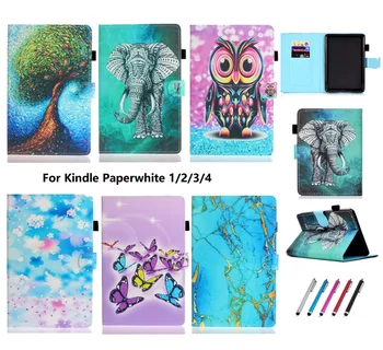 

Elephant Owl Wallet Stand 6.0 6 Tablet Case For kindle paperwhite 4 3 2 1 2018 10th Generation Funda For Paperwhite 1/2/3/4 6"