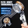 Pressurized Nozzle Turbo Shower Head One-Key Stop Water Saving High Pressure Shower Head Magic Water Line Bathroom Accessor 1