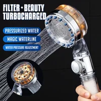 Pressurized Nozzle Turbo Shower Head One-Key Stop Water Saving High Pressure Shower Head Magic Water Line Bathroom Accessor 1