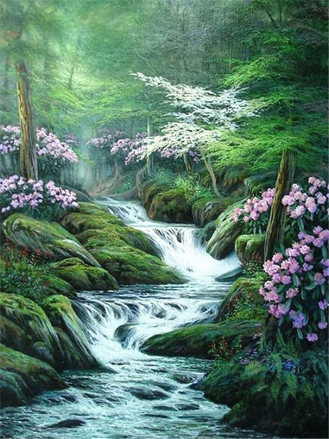 Diamond Painting Waterfall Scenery Full Square Diamond Embroidery Mosaic Picture Of Rhinestones Home Decor Gift