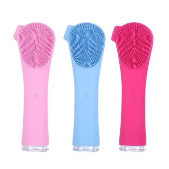 

Electric Facial Cleansing Brush Waterproof Silicone Sonic Face Brush Handheld Cleaning Device Rechargeable Pore Cleaner,Rose Red