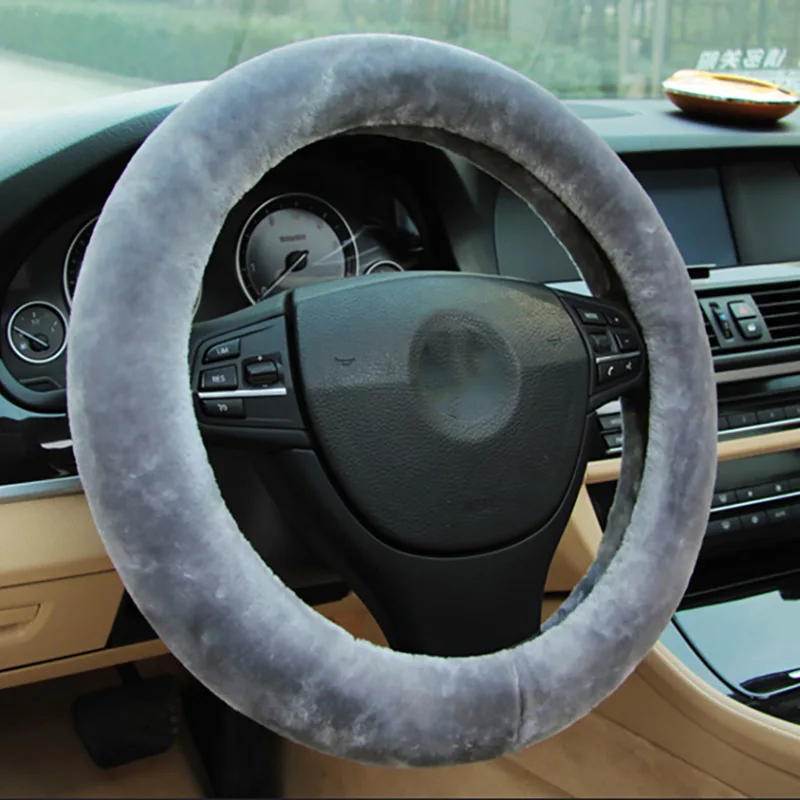 37-38 см чехол рулевого колеса автомобиля зимняя плюшевая ручка набор автомобиля короткие бархатные противоскользящие внутренние кольца Универсальный теплый цвет великолепный