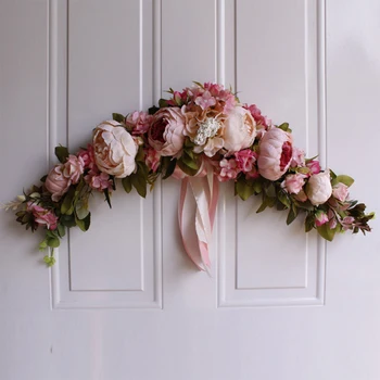

Rose Peony Artificial Flowers Garland European Lintel Wall Decorative Flower Door Wreath For Wedding Home Christmas Decoration