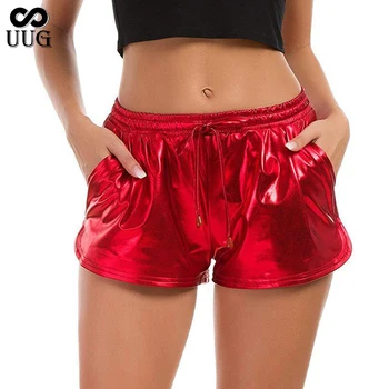 

UUG 2020 New Summer Casual PU Shorts Women Plus Size Low Waist Slim Beach Shorts Fashion Short Pants Streetwear Women's Shorts