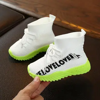 

Children's Sports Shoes Boys And Girls Autumn New Flying Woven Breathable Sneakers Kids Non-slip Fashion Boots