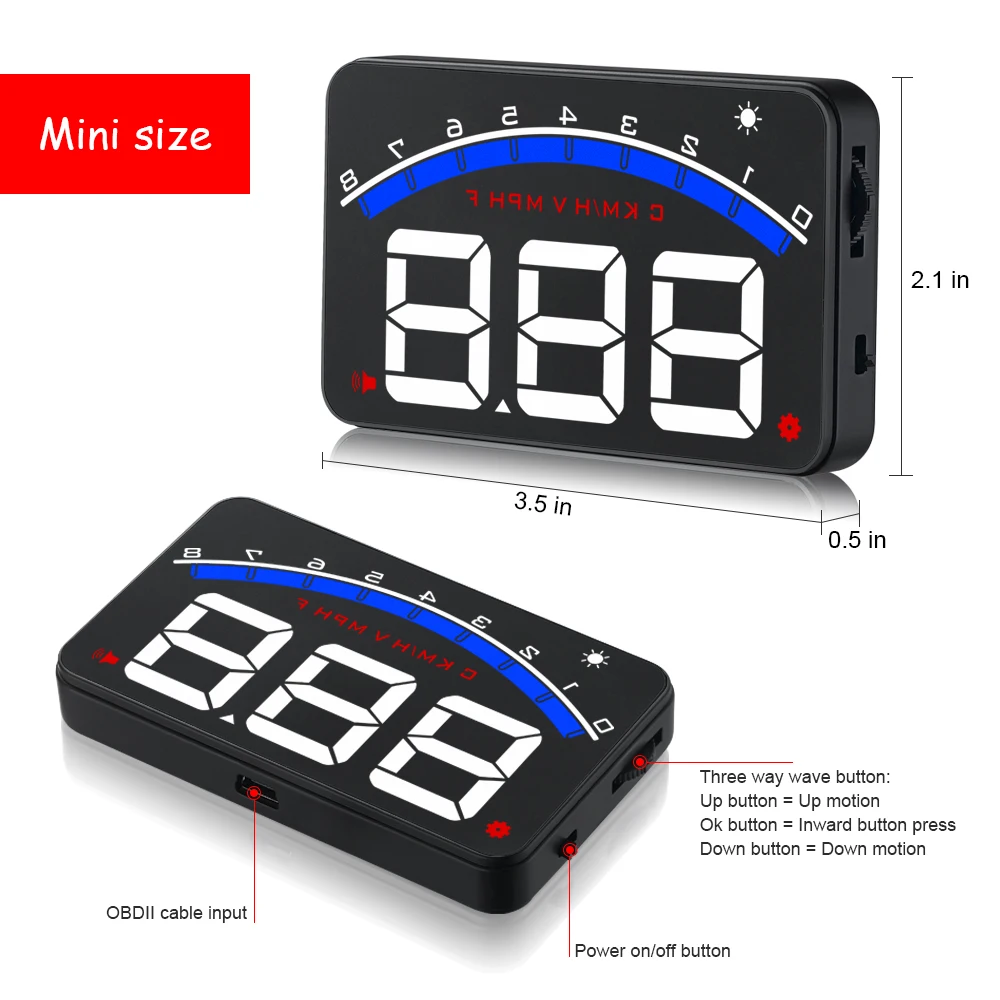 Дисплей на голову, дисплей HUD, автомобильный OBD, автомобильный HUD, скоростной измеритель скорости, сигнализация, расстояние вождения, лобовое стекло, Автомобильный дисплей