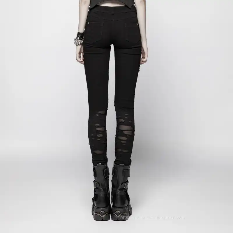 black slashed jeans