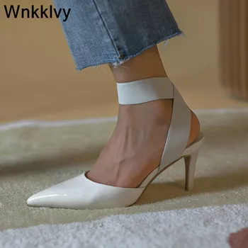 

Summer high heel shoes Women pointed toe shallow mouth sandals slingback Ankle strappy pumps sexy party dress stilettos female