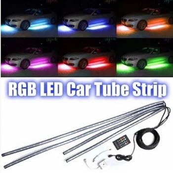 

4x8 Colors Bright Auto LED Strip Neon LED Car Bottom Lights Underglow Underbody Music Active Sound System Neon Light Car Kit
